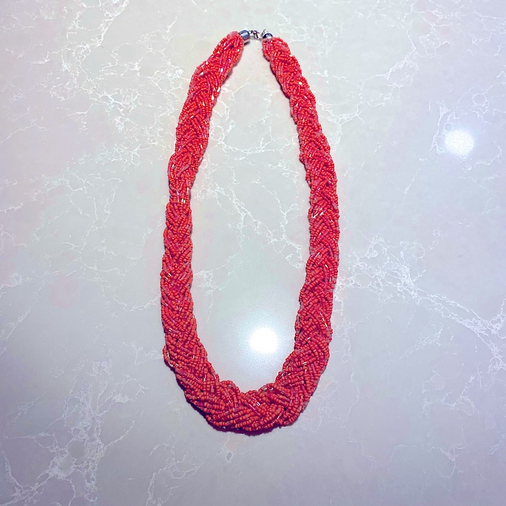 Beautiful Pink Braided Statement Necklace!